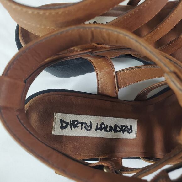 Dirty Laundry Fun Stuff Brown Gladiator Lug 3" Heel Sandals Sz 9 M Adjustable - Picture 5 of 8